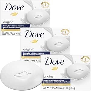 Dove Soap, Original Beauty Bar 3-Pack – 3-in-1 Moisturizing Face, Body & Hand Soap, 4.75 Oz Ea