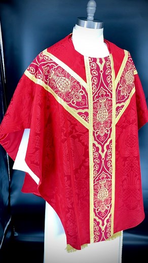 Two lovely chasubles back from our seamstress in Minneapolis! Do you have a favorite? 💚❤️ | Ecclesiastical Sewing