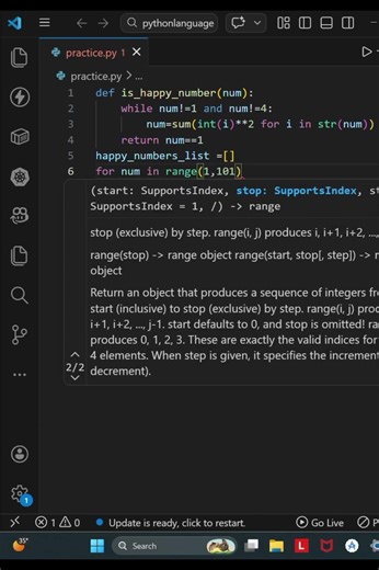 48 Python Program to print Happy Number between 1 to 100