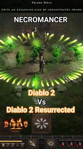 Necromancer - POISON NOVA D2R vs D2 #diablo2 #necromancer #d2r