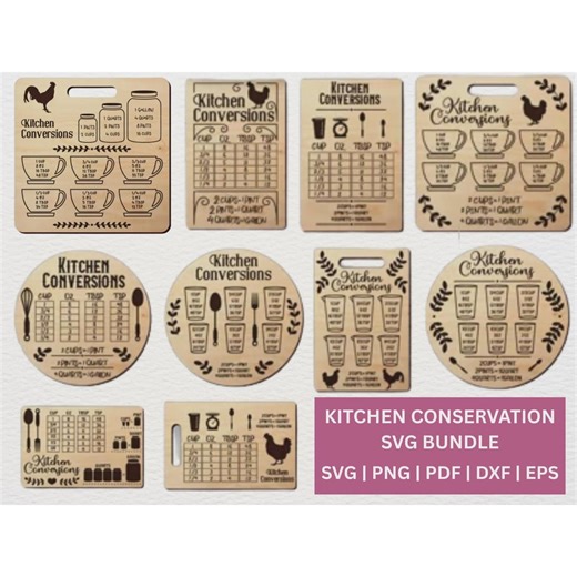 Kitchen Conversion Chart SVG Bundle: Cooking Measurements Digital Download - Etsy UK