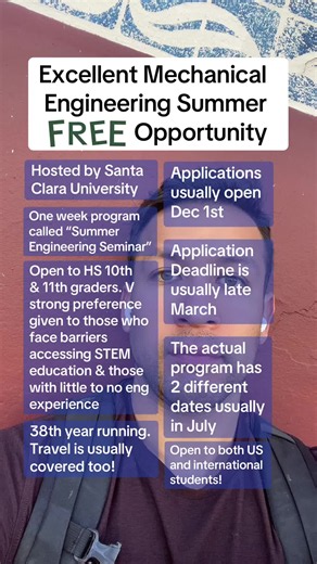 Excellent opportunity for engineering students in particular for those looking for mechanical and bioengineering opportunities! . . . . #highschool #collegeapps #collegeadmissions #sophomoreyear #junioryear