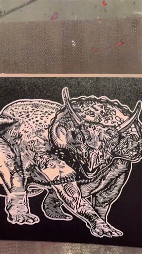 DINO LINO 4 🦕 TEST PRINT #inking #linocut #art #dinosaur #jurassic #cretaceous #science #printmaking
