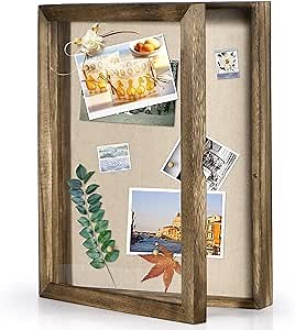 Love-KANKEI Shadow Box Display Case 11x14 Shadow Box Picture Frame with Linen Back Memorabilia Awards Medals Photos Wood Memory Box Gift Carbonized Black