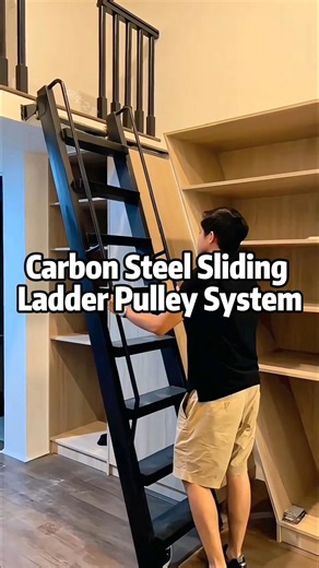 Carbon steel pulley system for sliding ladders. Smooth movement, stable support, and long-term durability. Suitable for libraries, closets, lofts, and apartment spaces. #SlidingLadder #LadderHardware #PulleySystem #CarbonSteel #LibraryLadder #LoftDesign #ApartmentLiving #SmallSpaceSolutions #StorageDesign #InteriorHardware #CustomHardware #HomeHardware #lumispace | LumiSpace.ai