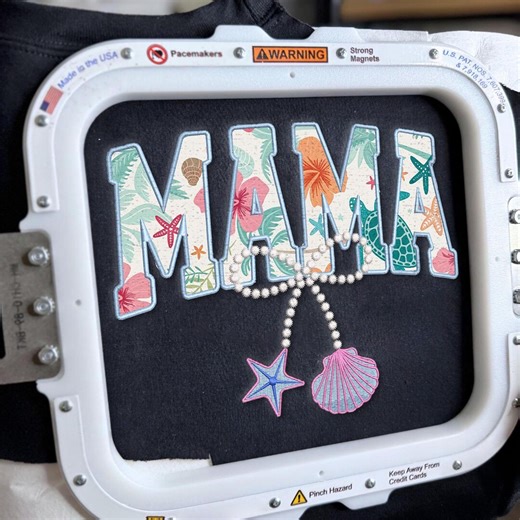 Mama Applique Embroidery Design, Beach Mama Embroidery File, Tropical Mama Machine Embroidery Pattern, Coastal Mom Applique Design - Etsy