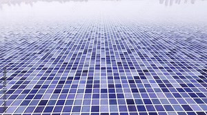 Blue pool floor texture, blue tiles with water, in 3d animation, used for post credit scenes or to make intros. Background to use in videos swimming pools or water parks