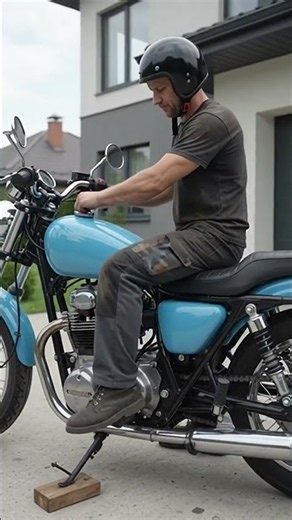 Building a Custom Sky-Blue Motorcycle from Scratch