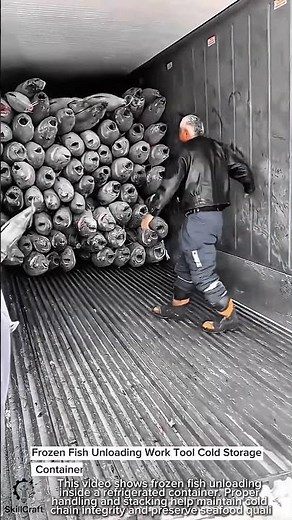 Frozen Fish Unloading Work Tool Cold Storage Container #worktool