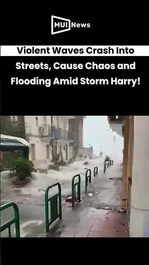Violent Waves Crash Into Streets, Cause Chaos and Flooding Amid Storm Harry!