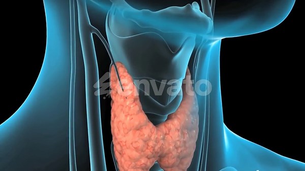 Human Thyroid Gland, Larynx, and Trachea Anatomy with Hormone Animation