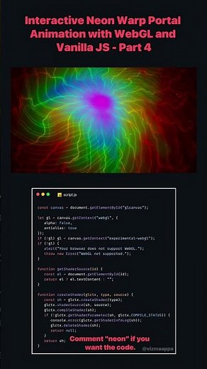 Interactive Neon Warp Portal Animation with WebGL and Vanilla JS - Part 4 #Shorts