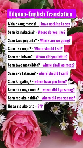 17K views · 332 reactions | Let's learn some Basic Filipino-English phrases/ Useful for everyday conversation #tagalogphrases #translation #EnglishToFilipino | Janes Lessons | Facebook