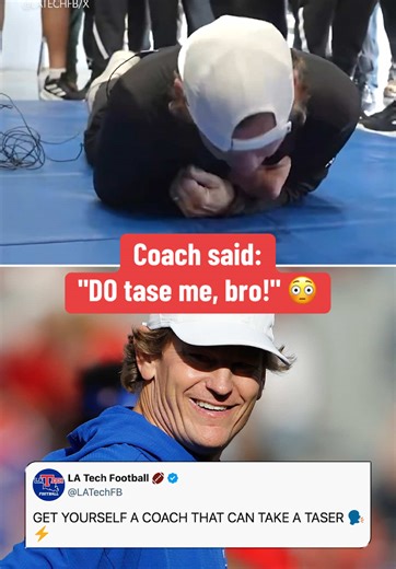 Louisiana Tech HC Sonny Cumbie SHOCKED his team with this stunt 😅 (via LATechFB/X) #taser #collegefootball #bulldogs #louisiana #culture