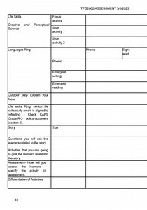 TPG2602/ASSESSMENT 3/0/2025Life SkillsFocus activityCreativ... | Filo