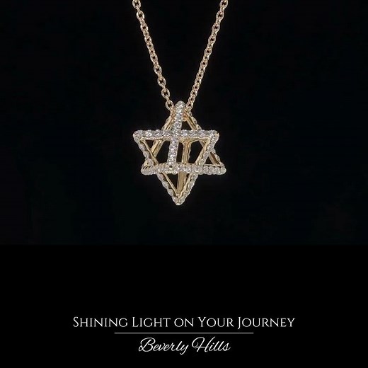 Diamond Yellow Gold Merkaba Star of David Necklace | Merkaba Jewelry Beverly Hills