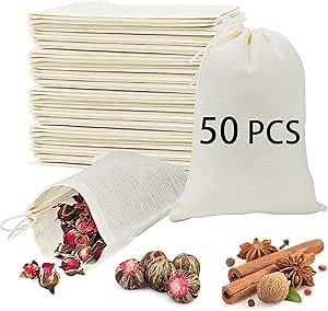 Amazon.com: ARKBAODAN spice bags for cooking muslin 3x4 small cloth with drawstrings small reusable muslin，herb bags for cooking cloth drawstring (50 PCS) : Home & Kitchen