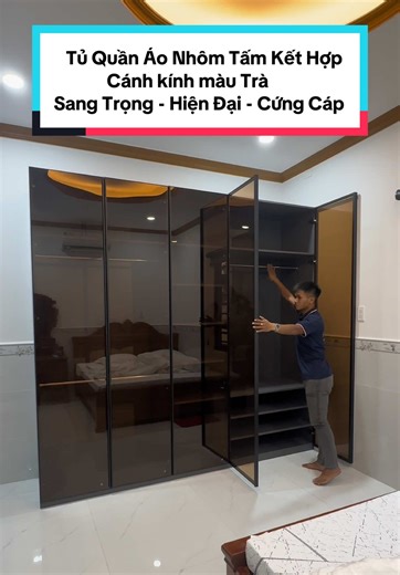 Tủ quần áo nhôm tấm kết hợp cánh kính màu trà 🥰 #cuanhomxingfa #yeunghecuanhom #tuquanao #tuquanaocanhkinh #canhkinh