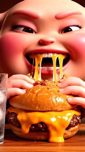 BURGER (Cheese Beef Burger) - Alien ASMR, Alien Idol, Cute Alien Mukbang, Alien Eating