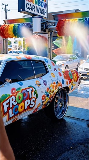 A Froot Loop Donk spotted at Carwash