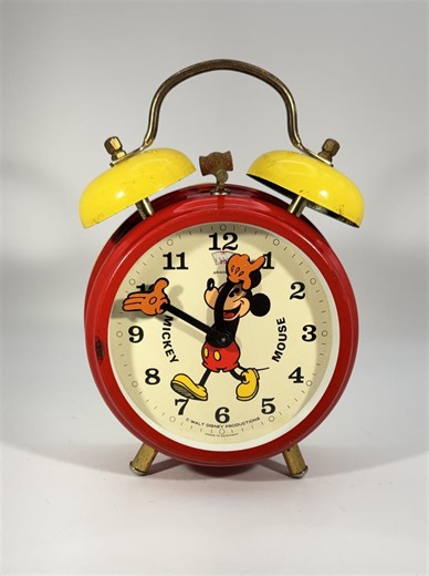 Vintage Disney Mickey Mouse Red Metal Wind up Alarm Clock - Bradley Germany - Etsy
