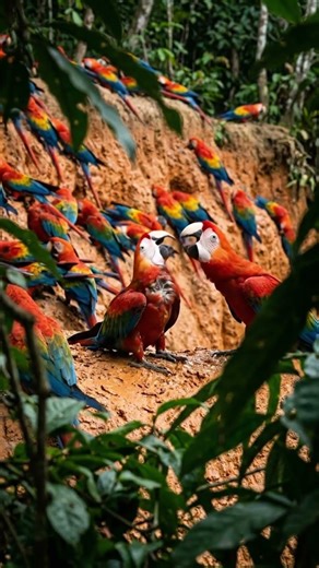 A Sky Full of Colorful Macaws in Flight | Stunning Nature Moment #Shorts