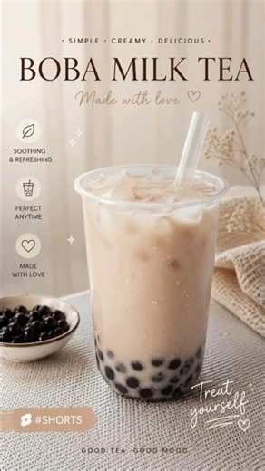 🥤 Homemade Boba Milk Tea#BobaTea #MilkTea #BubbleTea