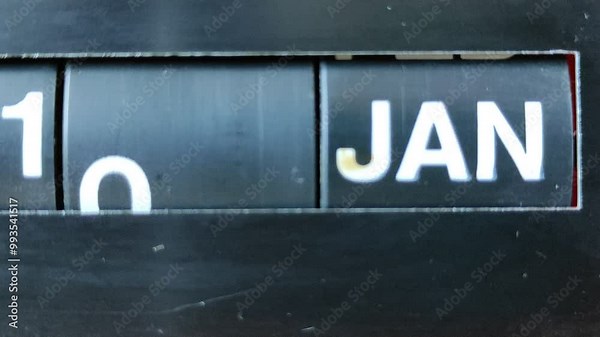 A flip clock calendar turns quickly through the days of the year, from January 1st to January 31st Stock Video