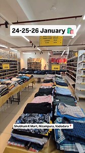 🇮🇳 Republic Day Mega Sale Alert! 🇮🇳 Vadodara, this is NOT a drill 🚨 Crazy offers you don’t want to miss at Shubham K Mart 🛍️ Limited time. Limited stock. Unlimited shopping 🏃‍♂️💨 Enjoy UP TO 80% OFF on all products with starting prices from just ₹49 !! 😍 ✨ Ladies Western Tops at ₹69 ✨ Western Dresses at ₹149 ✨ Men’s Jeans at ₹666 (MRP ₹2000-3000) ✨ Buy 3 Men’s Jeans at ₹1999 ✨ Buy any 3 Branded Shirts / T-shirts or 3 Cotton Pants at ₹999 ✨ Branded Shoes at ₹999 📅 24th - 26th January on