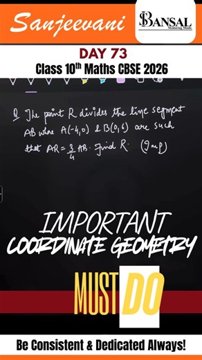Shreyas Bansal on Instagram: "📍 This formula quietly decides marks. Day 73/100 📘 Coordinate Geometry – Section Formula This concept helps you: ✔ find the exact dividing point ✔ apply ratios correctly ✔ avoid silly calculation errors Easy if the formula is clear. Costly if you mix up the ratio 💯 📌 Save this for revision before boards . . . #class10maths #cbse2026 #coordinategeometry #sectionformula #instagram . . . day 73, coordinate geometry, section formula, class 10 maths, cbse 2026, cbse 