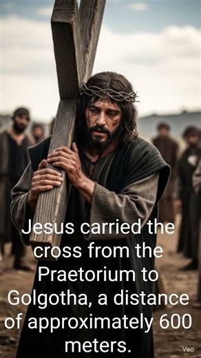 Jesus carried the cross from the Praetorium to Golgotha