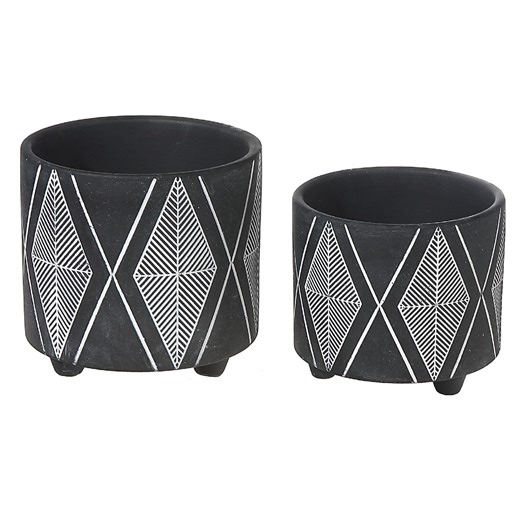 IH Casa Decor Ceramic Round Planters Black Diamond Set Of 2 - Walmart.ca