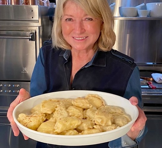 Today on #homeschoolwithmartha, Martha shares a beloved family recipe: Big Martha's brown butter pierogi! Watch our founder share her tips for making these potato and cabbage dumplings from scratch, and get inspired to make these at home with our recipe here or at the link in bio: https://trib.al/q1kE89a | Martha Stewart