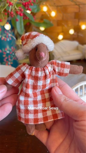 @mamaroar_sews on Instagram: "‘twas the night before Christmas and all through the house, not a creature was stirring, not even a mouse 🤭 Making a nightgown for a dollhouse mouse on Christmas Eve sewing process - handmade - custom toys - heirloom quality - hand sewing - mouse plushies - doll clothes - stuffed animals - plush - Maileg Mouse inspired - dollhouse mouse - dollhouse critters - gift inspo - Christmas present ideas"