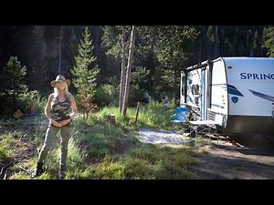 CAMPING ALONE IN THE WOODS Rain and Thunder | Living in a Travel Trailer | Idaho | Van Life