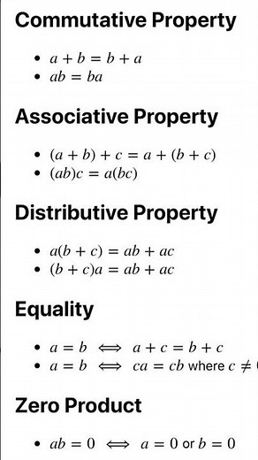 Commutative property | Associative property | Distributive property | mathematics