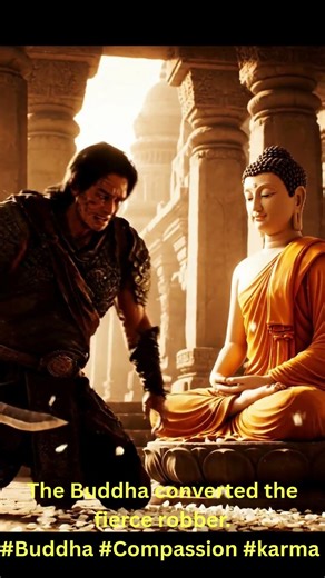 The Buddha converted the fierce robber.