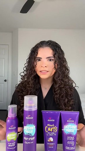 521 reactions · 214 shares | Look and feel #Aussome with this curl-friendly routine, featuring Aussie Miracle Curls Frizz-Taming Cream, Instant Freeze Sculpting Gel, Instant Freeze Hair Spray and Instant Volume Mousse! | Aussie | Facebook