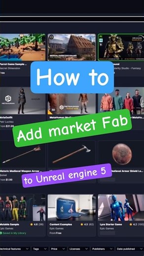 كيف تضيف متجر فاب للانريل انجن 5 | How to add fab to unreal engine 5 #shorts