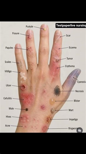 All SKIN(Dermatological) Conditions, Diseases and Problems All India nursing class MCQ #nursingexam