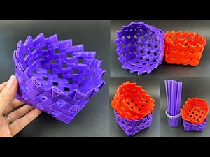 DIY Basket from Drinking Straws.