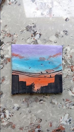 How to Paint a Simple Sunrise with Acrylics 😍 | Daily Art Therapy#art #acrylicscenery #diy #painting