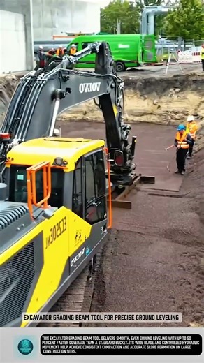 Excavator grading beam tool for precise ground leveling #tools