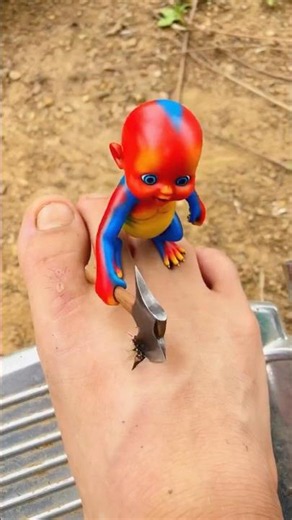⁠Monkey helps treat a foot wound caused by a tiny axe monster! 🐒🪓 #shorts #monkey #creature⁠