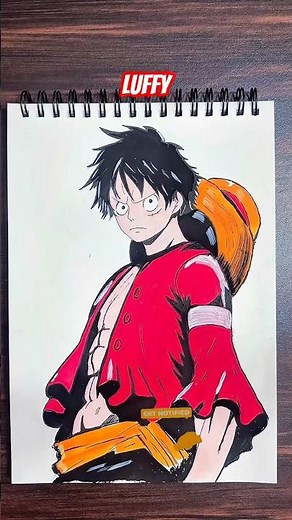 Monkey D Luffy 🔥 Epic Red Theme Anime Art | One Piece Fan Art Drawing #shorts #onepiece