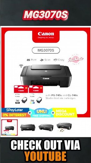 Canon MG3070S Multi Function Color Printer Print, Scan, Copy with WiFi #youtubeshopping