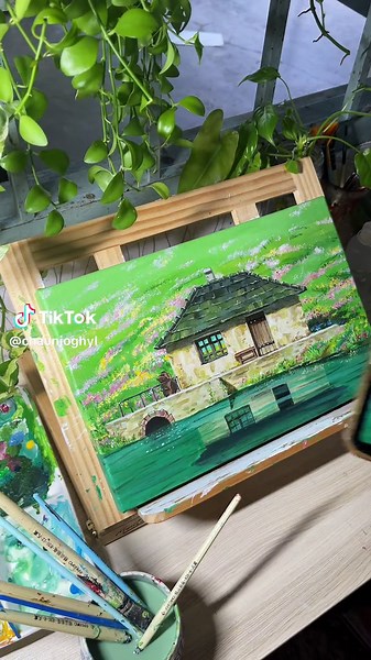 Acrylic Painting of Howl's Moving Castle