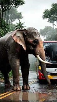 Elephant blocks the lane, then the road disappears Animal Rescue Story