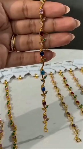 Elegant Gold Charm Bracelet for Women | Colorful Stone Bracelet | Trending Jewelry