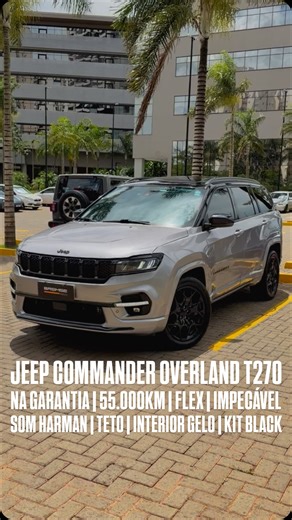 Bremse Motors on Instagram: "Elegância, espaço e refinamento para toda a família. Jeep Commander Overland T270 — topo de linha Flex, na configuração mais desejada: Prata com interior Branco Gelo (combinação extremamente rara e sofisticada). Unidade 2023/2023, apenas 55.000 km, com revisões na concessionária, garantia de fábrica vigente, 7 lugares, som Harman Kardon, teto panorâmico, multimídia de 10,1” com CarPlay/Android Auto e painel 100% digital. Motor 1.3 Turbo T270, entrega de 185 cv, confo